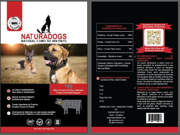 Bites de Carne de Res 45g Naturadogs - Snack 100% Natural para Perros y Gatos - Imagen 2